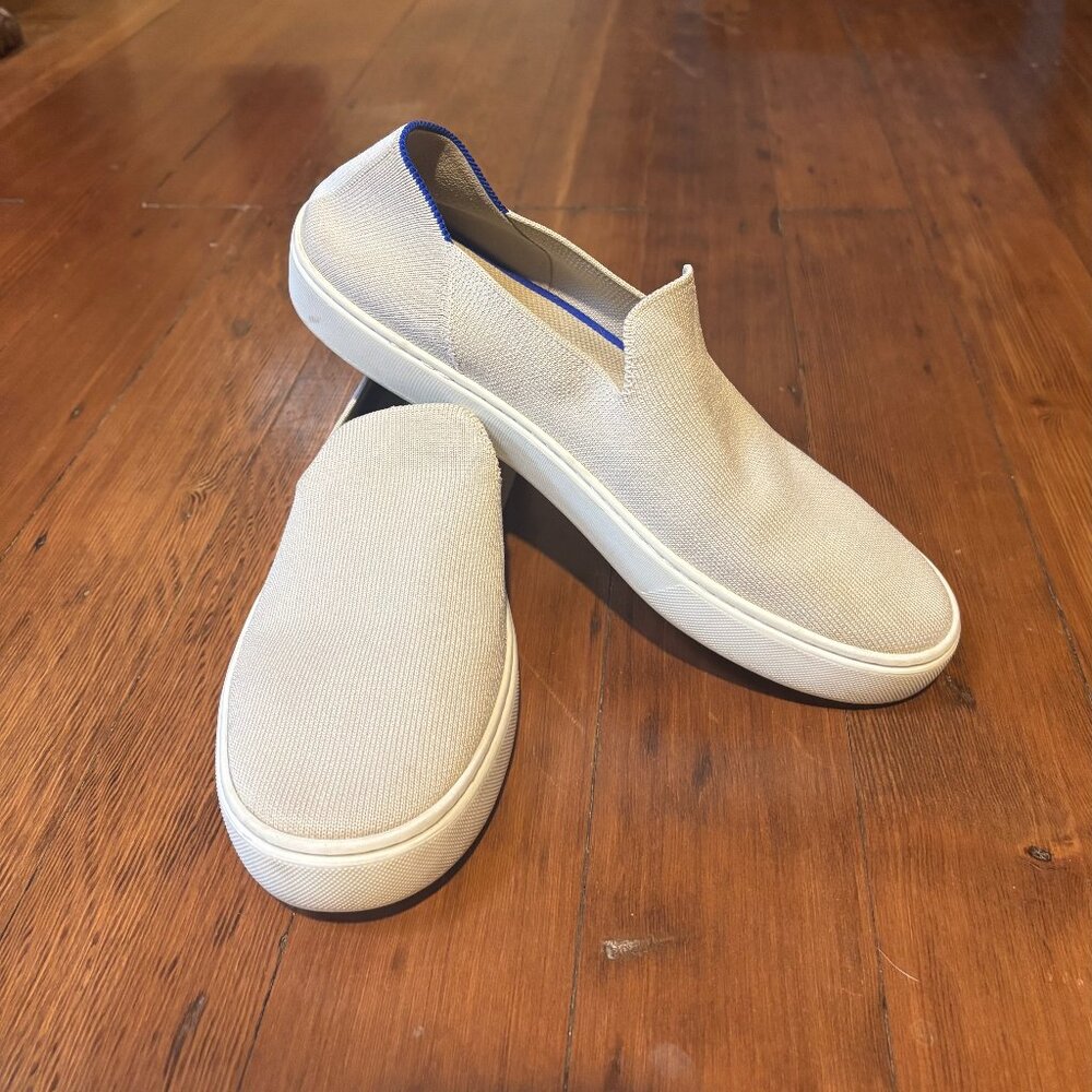 Women's Rothy's Original Slip-on Sneaker~Color-Sand~Knit~Heel Stripe~Size 10
